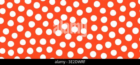 Red polka dot seamless pattern. Red and white dots background. Abstract simple confetti texture for dress print, wrapping paper, fabric and textile swatch. Cute repeated dotted wallpaper. Vector Stock Vector