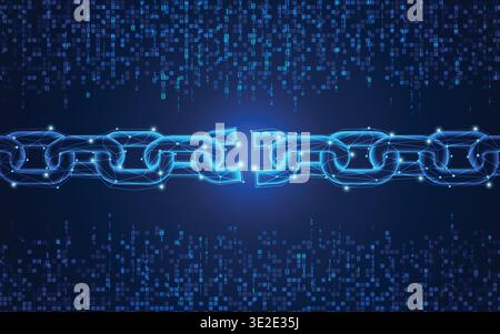 concept of cyber security, graphic of chain on digital binary code background Stock Vector