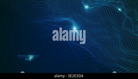 abstract technology background, blue futuristic wave form in technological style Stock Vector