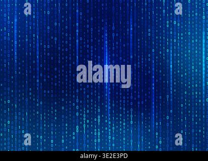 binary code on blue background, concept of cyberspace technology Stock Vector