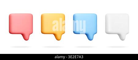 Set of colorful speech bubbles in 3d style. Stock Vector