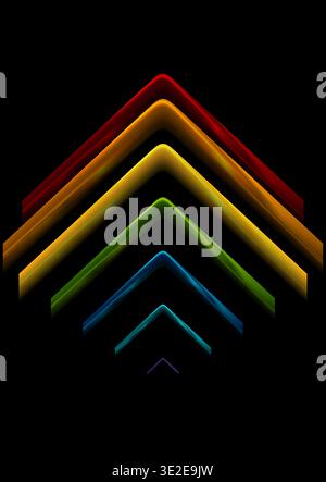 Rainbow colorful glossy arrows abstract tech geometric background. Vector graphic design Stock Vector