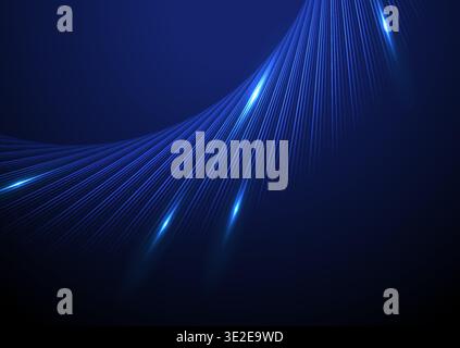 Dark blue minimal laser lines abstract glowing futuristic tech background. Vector digital art rays design Stock Vector