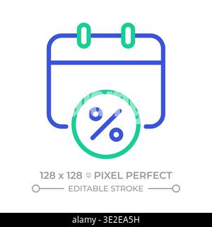 Tax calendar two color line icon Stock Vector