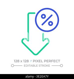 Low rate two color line icon Stock Vector