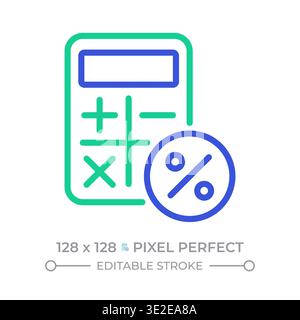 Percentage calculation two color line icon Stock Vector