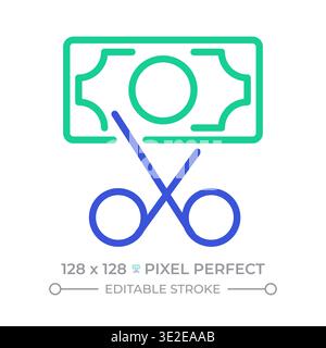 Tax reduction two color line icon Stock Vector