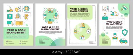Yard and dock management green circle brochure layout Stock Vector