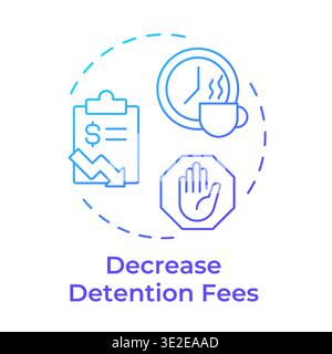 Decrease detention fees blue gradient concept icon Stock Vector
