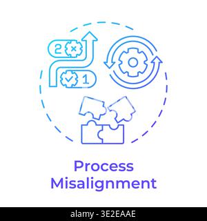 Process misalignment blue gradient concept icon Stock Vector
