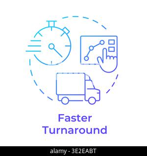 Faster turnaround blue gradient concept icon Stock Vector