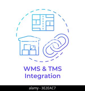 WMS and TMS integration blue gradient concept icon Stock Vector