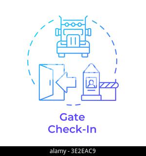 Gate check in blue gradient concept icon Stock Vector