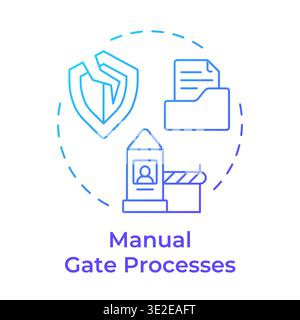 Manual gate processes blue gradient concept icon Stock Vector