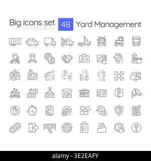 Yard management line icons set Stock Vector