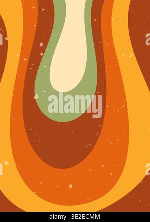 Groovy 70s Zebra poster with green and orange lines. Stock Vector