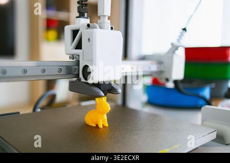 3D Printer Creating Toy Bunny Stock Photo
