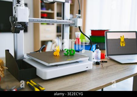 3D Printer With Bunny Object Stock Photo