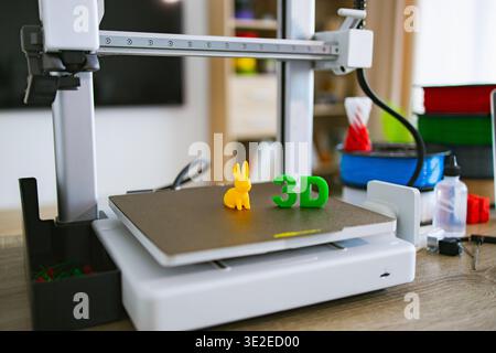 3D Printer With Bunny Object Stock Photo