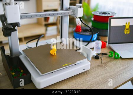 3D Printer With Bunny Object Stock Photo