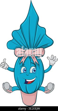 Happy blue Easter egg cartoon. vector illustration Stock Vector