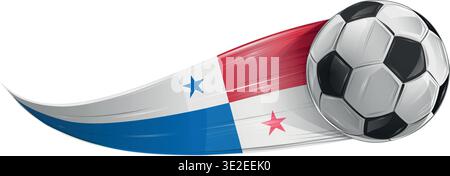 Soccer ball with the colors of the Panama flag, realistic effect. vector illustration Stock Vector