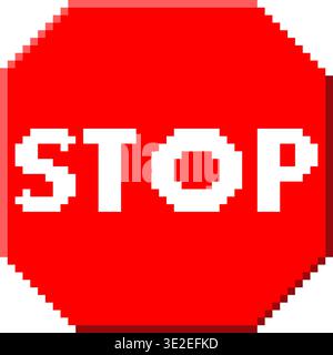 Pixel art of red stop sign Stock Vector