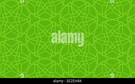 Green islamic geometric seamless pattern, background in duotone pistachio color Stock Vector
