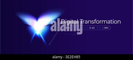 Digital Transform Concept Business Ai Cyber Transformation. Butterfly Abstract Light Icon Innovation Technology Logo Design. Data Science Research Stock Vector