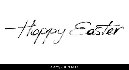 Happy Easter text lettering handwritten in grunge brush strole style. Hasnd draw calligraphy of Happy Easter message Stock Vector