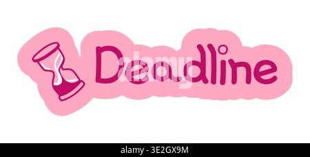 Deadline hand drawn line sticker illustration Stock Vector