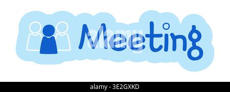 Meeting hand drawn line sticker illustration Stock Vector