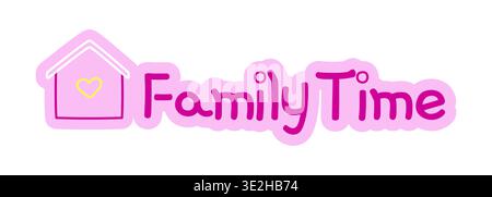 Family time hand drawn line sticker illustration Stock Vector