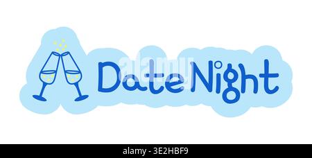 Date night hand drawn line sticker illustration Stock Vector