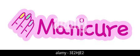 Manicure hand drawn line sticker illustration Stock Vector
