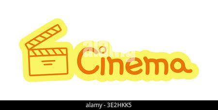 Cinema hand drawn line sticker illustration Stock Vector