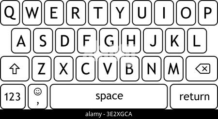 Smartphone keyboard button layout in line style, vector illustration Stock Vector
