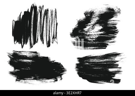 Bold paint brush stroke on white background. Big black paintbrush grunge rectangles and abstract paint smear stains set. Vector ink painted rectangles Stock Vector
