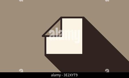 Minimal illustration of a folded paper document icon with a corner curl and long shadow on a muted background. Stock Vector
