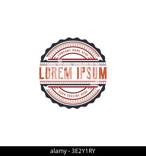 Rustic Round Frame Badge Label Emblem With Blank Banner Ribbon Template Stock Vector