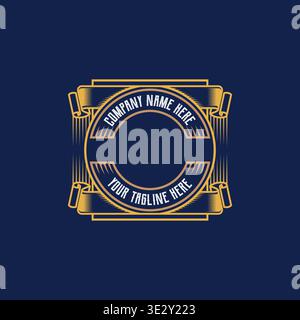 Rustic Round Frame Badge Label Emblem With Banner Scroll Ribbon Template Stock Vector
