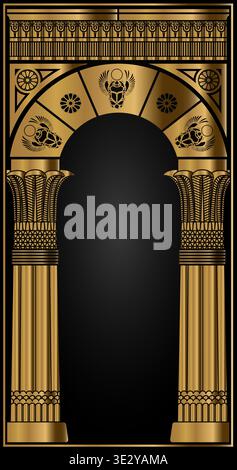 An ancient Egyptian golden arch with columns Stock Vector