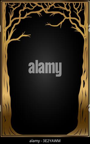 Arched frame cover in floral style gold Stock Vector