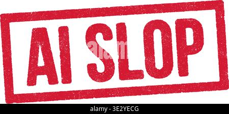 Vector illustration of the word AI Slop in red ink stamp Stock Vector