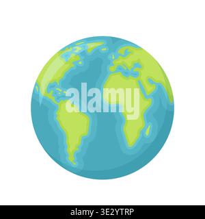 Earth planet. The terrestrial globe. Vector illustration in flat cartoon style. Stock Vector
