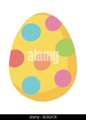 Yellow Easter egg decorated with colorful cute dots Stock Vector