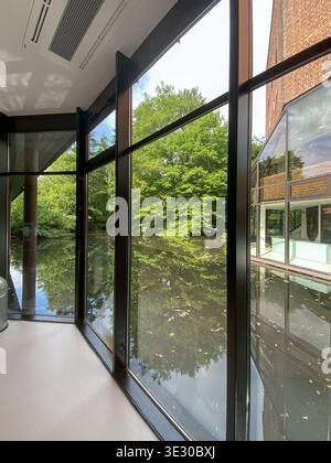 Modern Building Interior With Large Glass Windows Stock Photo