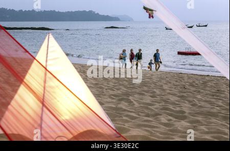 Khao Lak, Thailand, 05.02.2014 JE - Vacationers take an evening stroll on Khao Lak Beach, Thailand, Khao Lak, Thailand Stock Photo