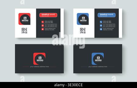Elegant corporate business card or visiting card design template. Simple and minimal identity card, contact, branding, stationery design layout Stock Vector