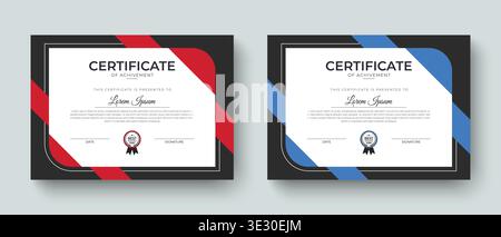 Creative corporate certificate of achievement award design layout template. Template design for achievement certificate, academic, graduation Stock Vector